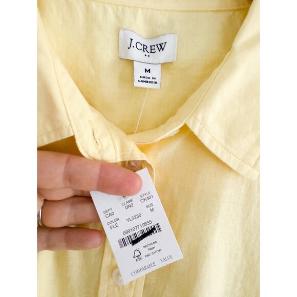 J.Crew Factory | NWT Linen-blend button-up shirt in Fresh Lemon Yellow | Sz M - Picture 5 of 9